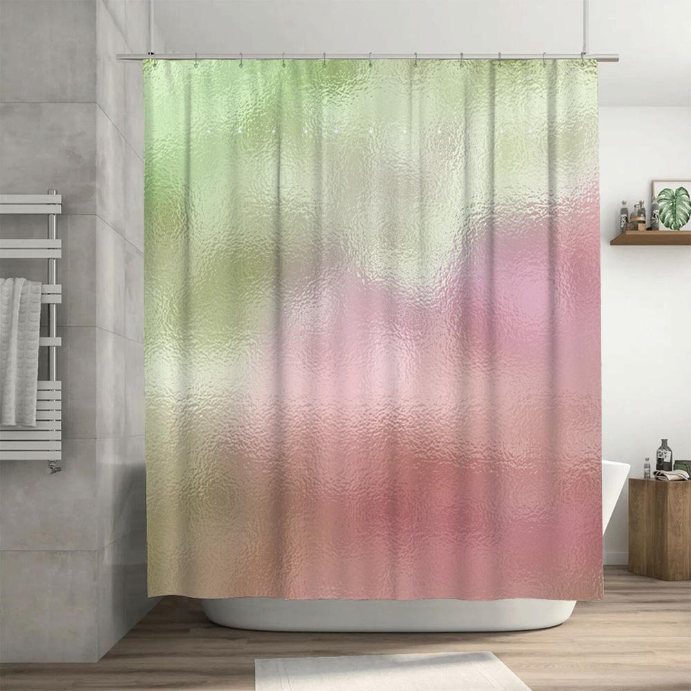 Shower Curtain With Soft Gradient Colors Pink Green Blush White Pastel Bath Waterproof Decorative Shower Curtain For Home Bathro