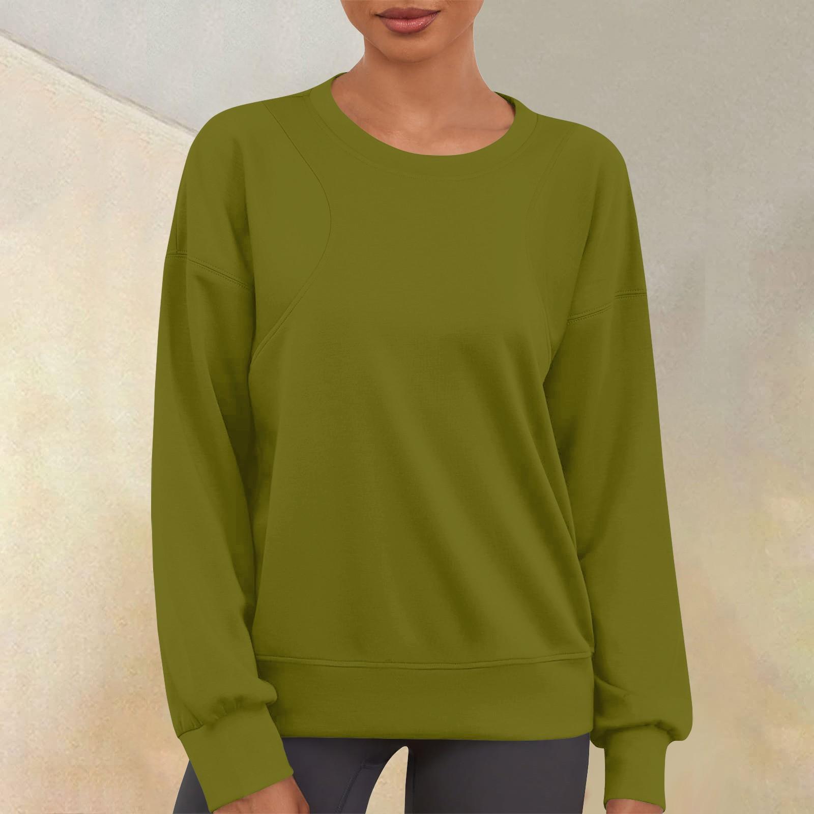 

Женский повседневный модный однотонный свитер с круглым вырезом и длинными рукавами L армия зеленый