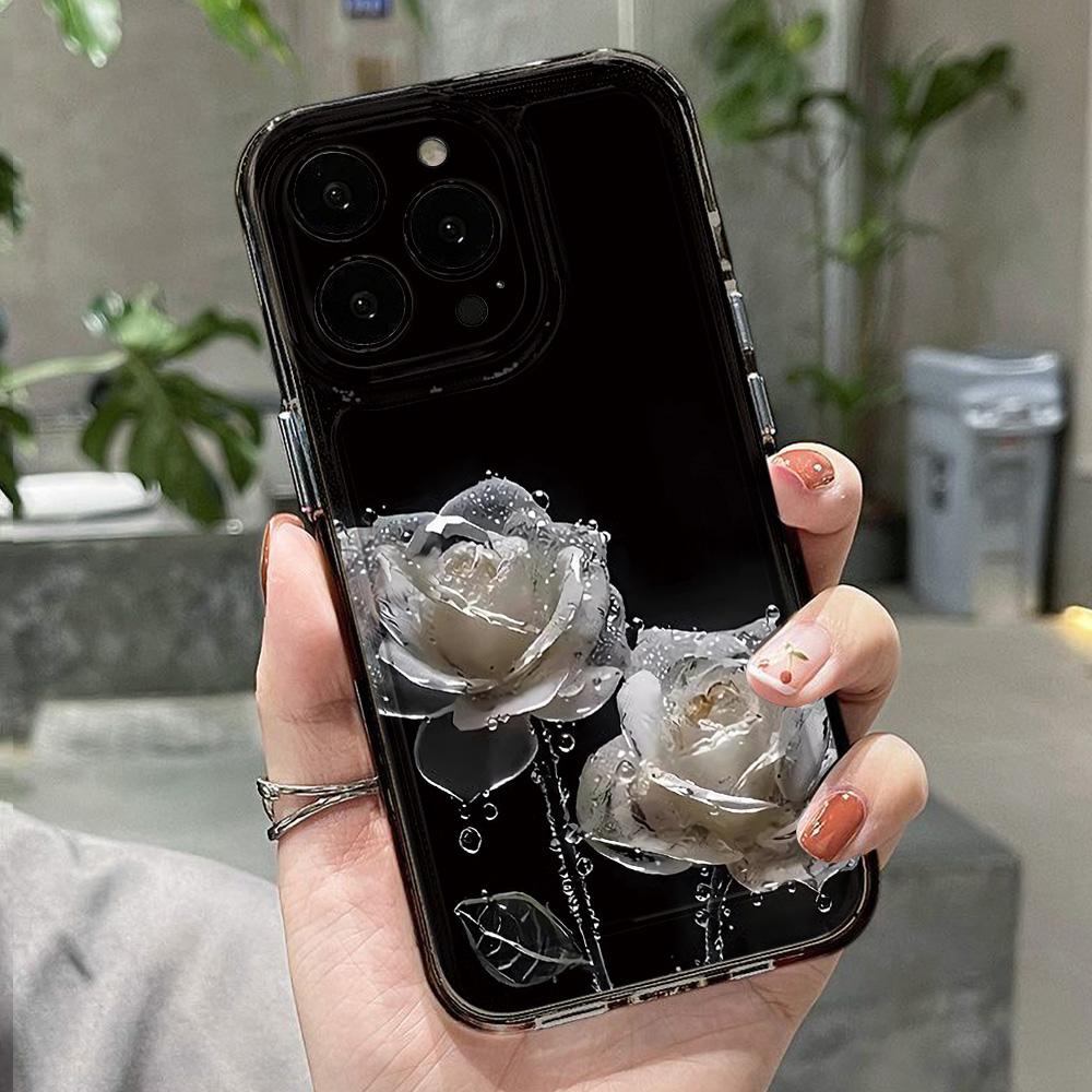 Rose Flower Phone Case For iPhone 14 Pro Case for iPhone 11 16 Pro 13 12 15 Pro Max XR XS X 7 8 SE Soft Shockproof Clear Cover