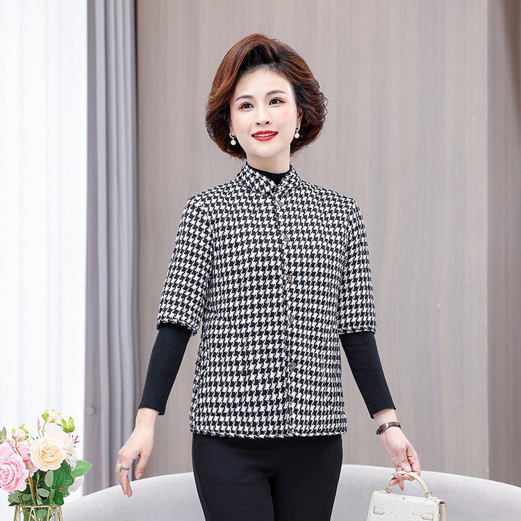 

Women s Mid-Aged & Elderly Fleece-Lined Cotton Jacket with Stand-Up Collar & Half Sleeves XL for 80-105 kg