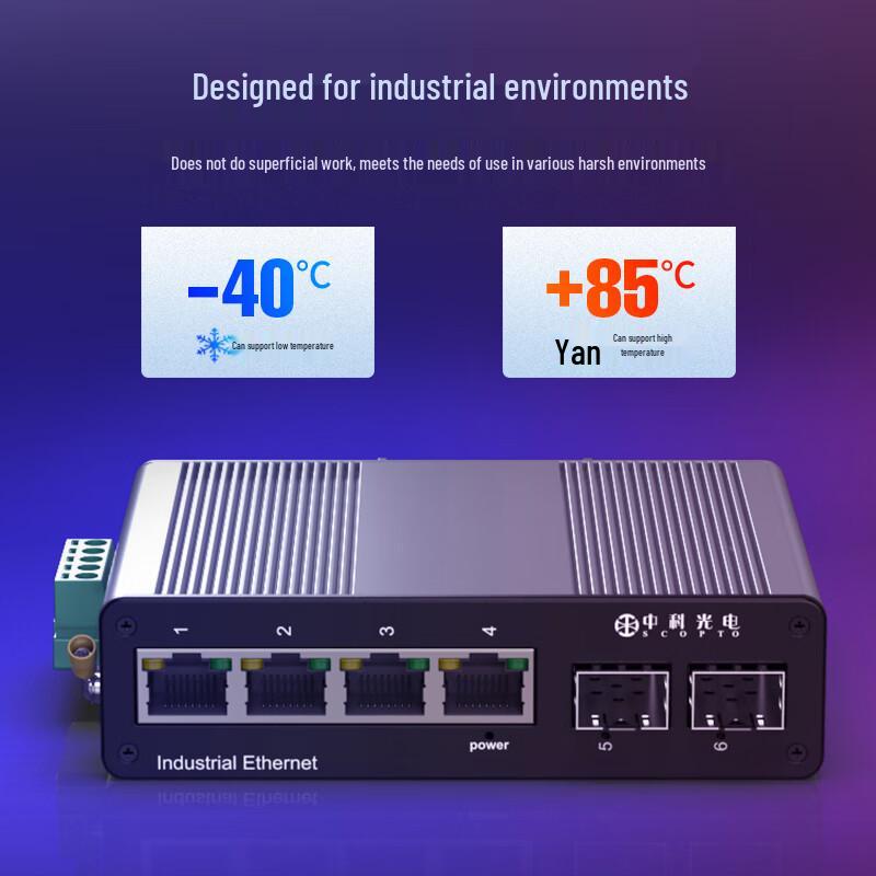 Industrial POE Fiber Optic Switch 4GE+2SFP