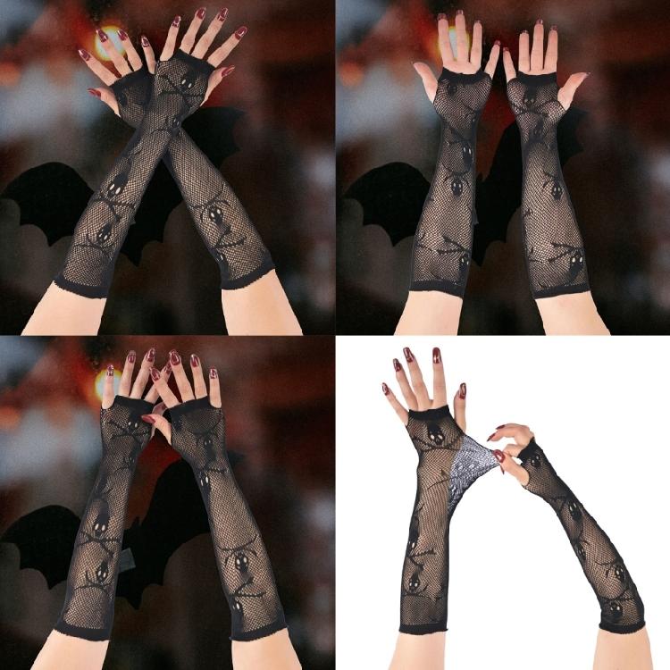 Women’s Long Arm Length Fishnet Fingerless Gloves Fish Net Arm Sleeves Halloween Cosplay Costume Accessories Gifts