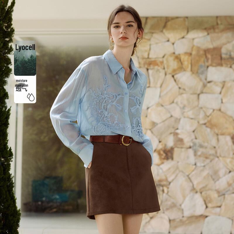 ELLE Women s Heavy Lace Lyocell Tencel Shirt XL