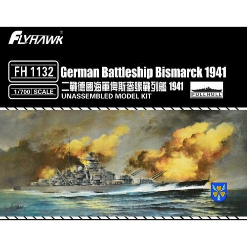 Flyhawk Models 1/700 German Navy Battleship Bismarck 1941 Plastic Model FLYFH 1132