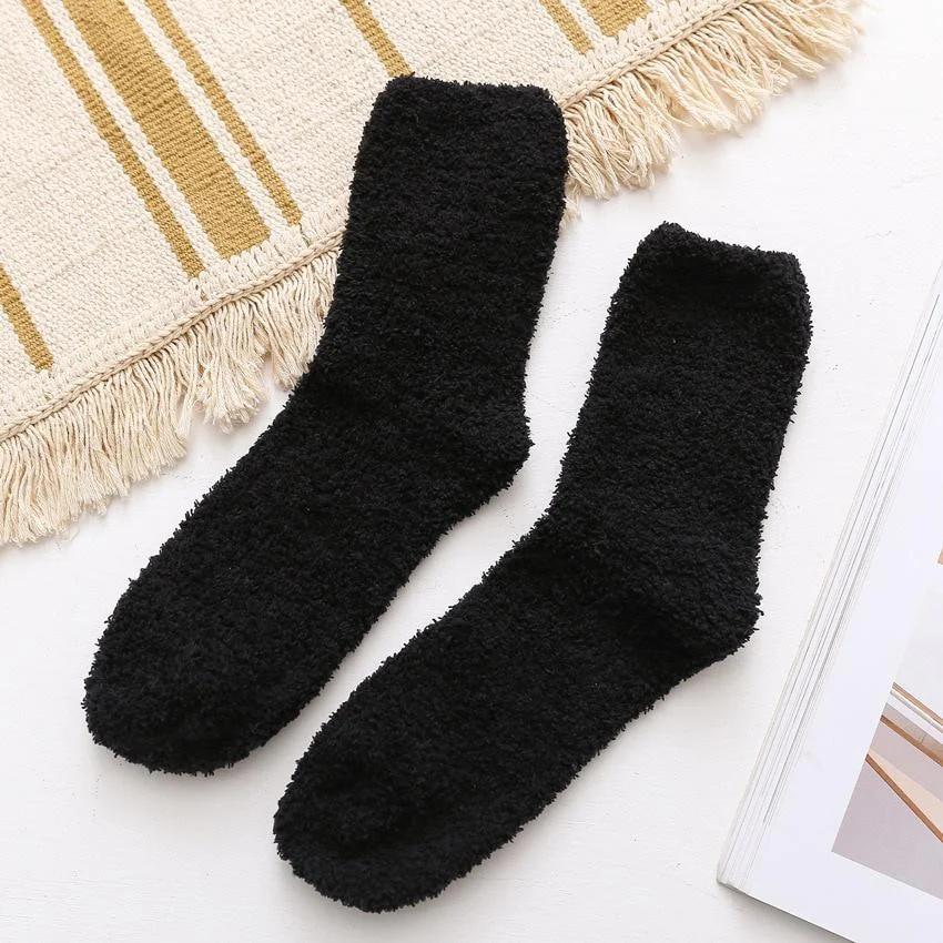 Men's Winter Coral Fleece Home Floor Socks Sleeping Tube Socks Solid Color Men's Socks