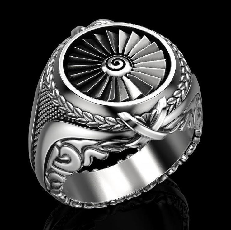 Creative heavy metal turbine ring punk punk style men s atmospheric accessories 7