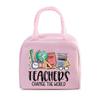 "Teachers Change The World" Pattern Women Men Portable Lunch Bags Funny Books Coffee Pencil Thermal Food Insulation Lunch Bag