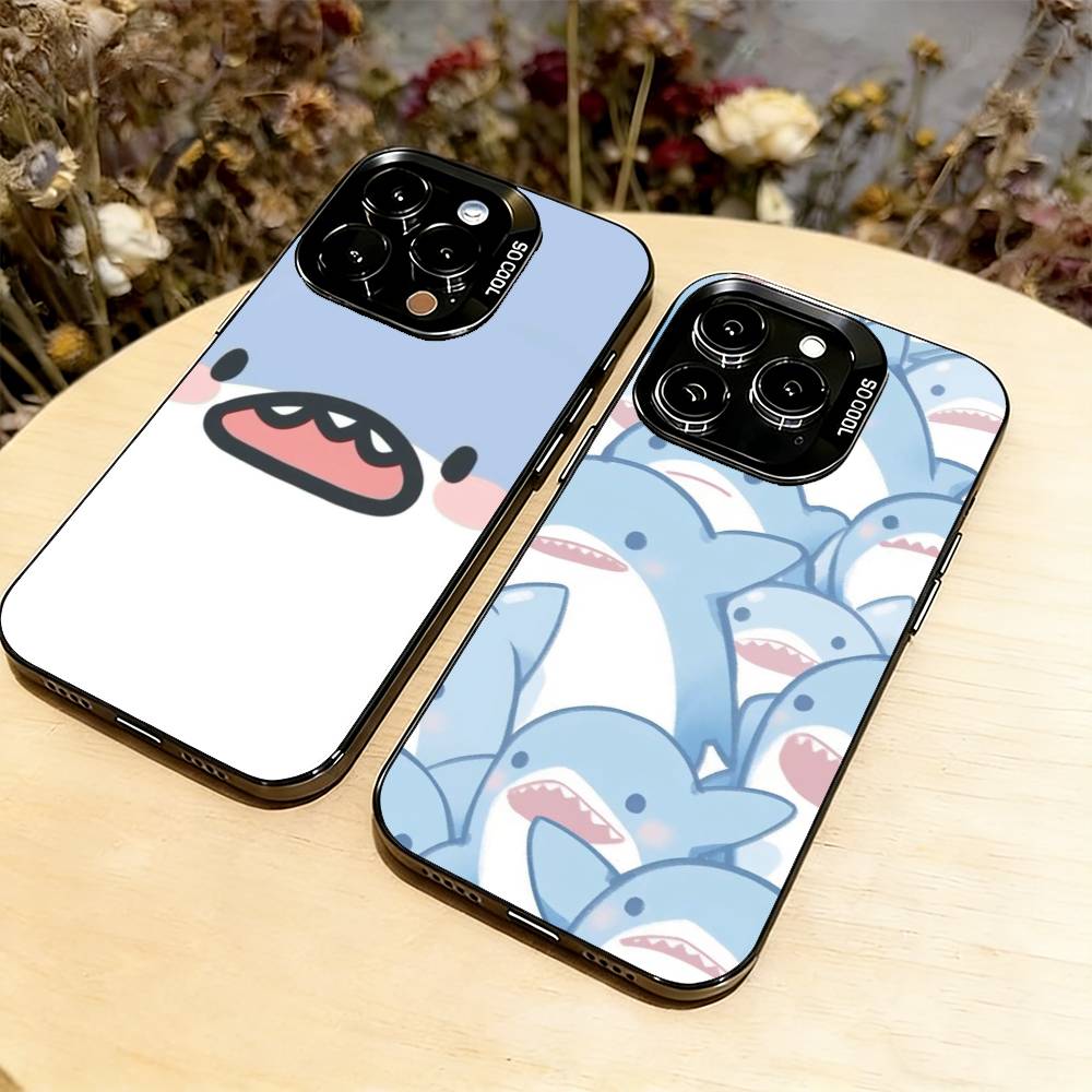 Shark Cute Phone Case For iPhone 17,16,15,14,13,12,11 Plus,Pro Max,XS,Colorful Silver Phone case Funda Cover
