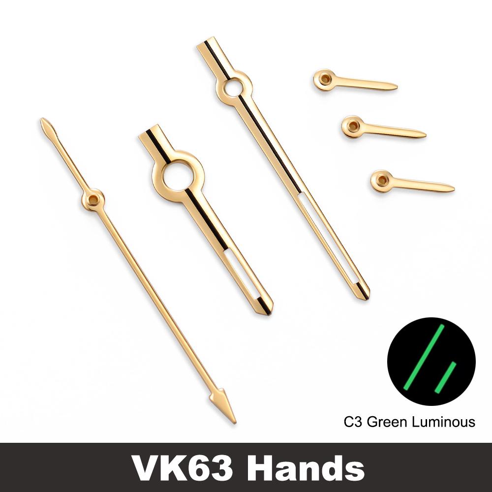 

For VK63 Hands C3 Green Luminous Watch Accessories Hands Suitable for VK 63 Quartz Movement Silver Watches Parts for Wristwatch золотой
