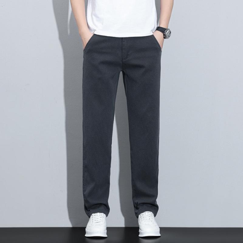 Vertical anti-wrinkle straight-through casual pants summer men's comfortable versatile loose business trousers trendy wide-leg pants men