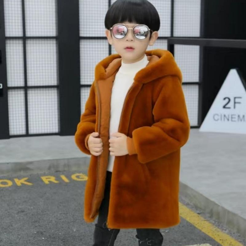 

Детские Девочки Мальчики Осень Зима Утолщенный Мех Твердый Молния Куртка Пальто Детская Одежда Мальчик Теплая Верхняя Одежда Зимний Комбинезон 120cm коричневый