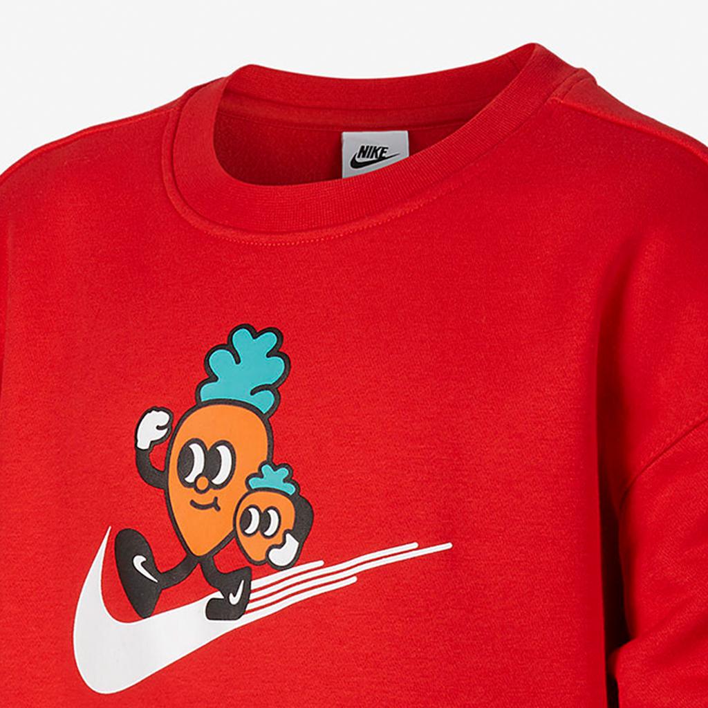 Nike Cny Series Cartoon Pattern Logo Print Crewneck Kids Tops Red FD4074-657