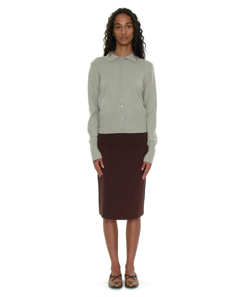 Partimento Woman Pwc Folding Waist Jersey Midi Skirt_Dark Brown
