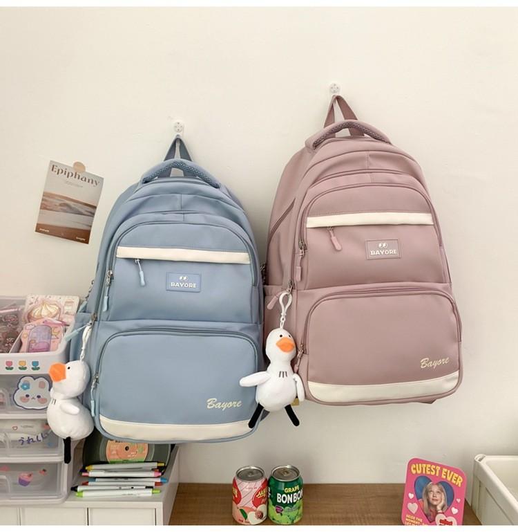 Letter Bayore Pattern Backpack Multi Compartment Ergonomic Casual Schoolbag