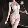 Sexy Lingerie Sexy Suspender Lace Seduction Nightdress Hot Open Onesie Women's Pajamas Perspective Uniform