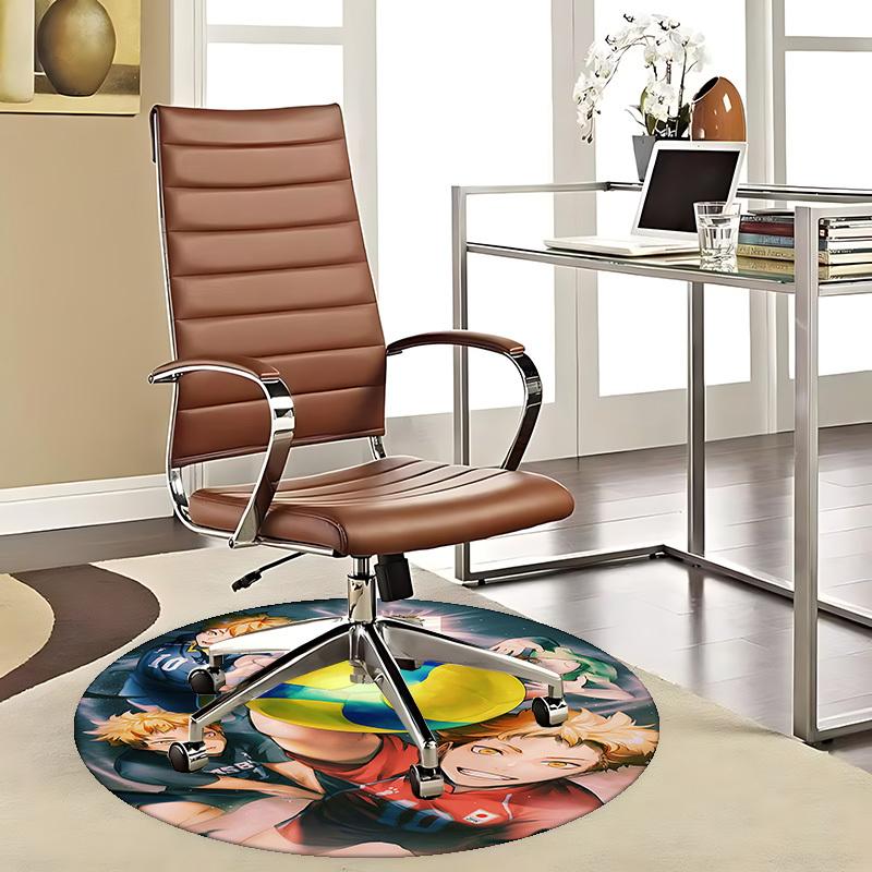 

1pc Haikyuu Anime Volleyball Round Carpet - Office Chair Mat, Non-Slip Rug for Home Decor, Living Room, Bedroom, Game Room 80cm