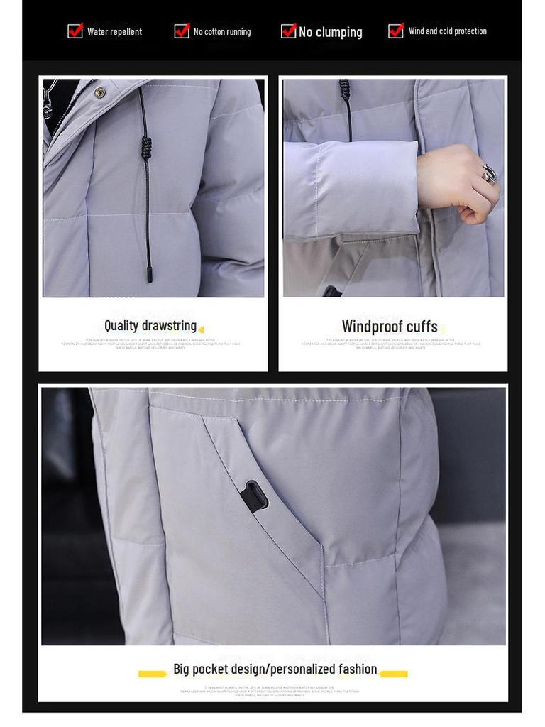 Men's Winter Hooded Mid-Length Plus Size Warm Coat