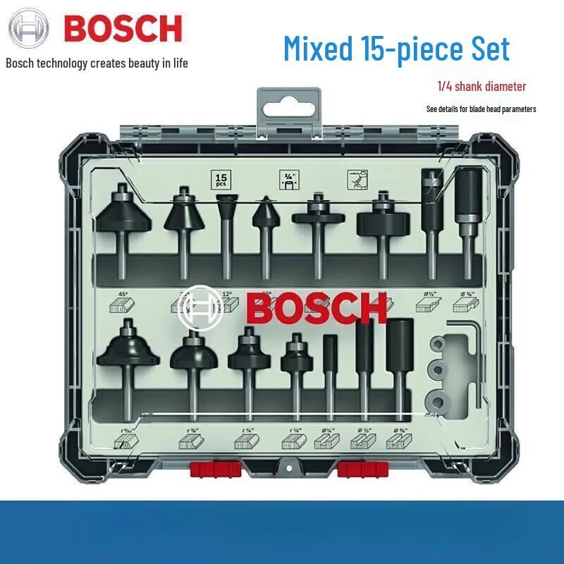 Bosch 15-Piece Router Bit Set CN plug (adapter included)