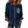 Chaqueta tipo cárdigan de manga larga de mezclilla con patchwork de punto para mujer