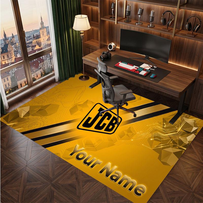 JCB Personalized Crystal Velvet Carpet, Customized Name Text Soft Anti ...