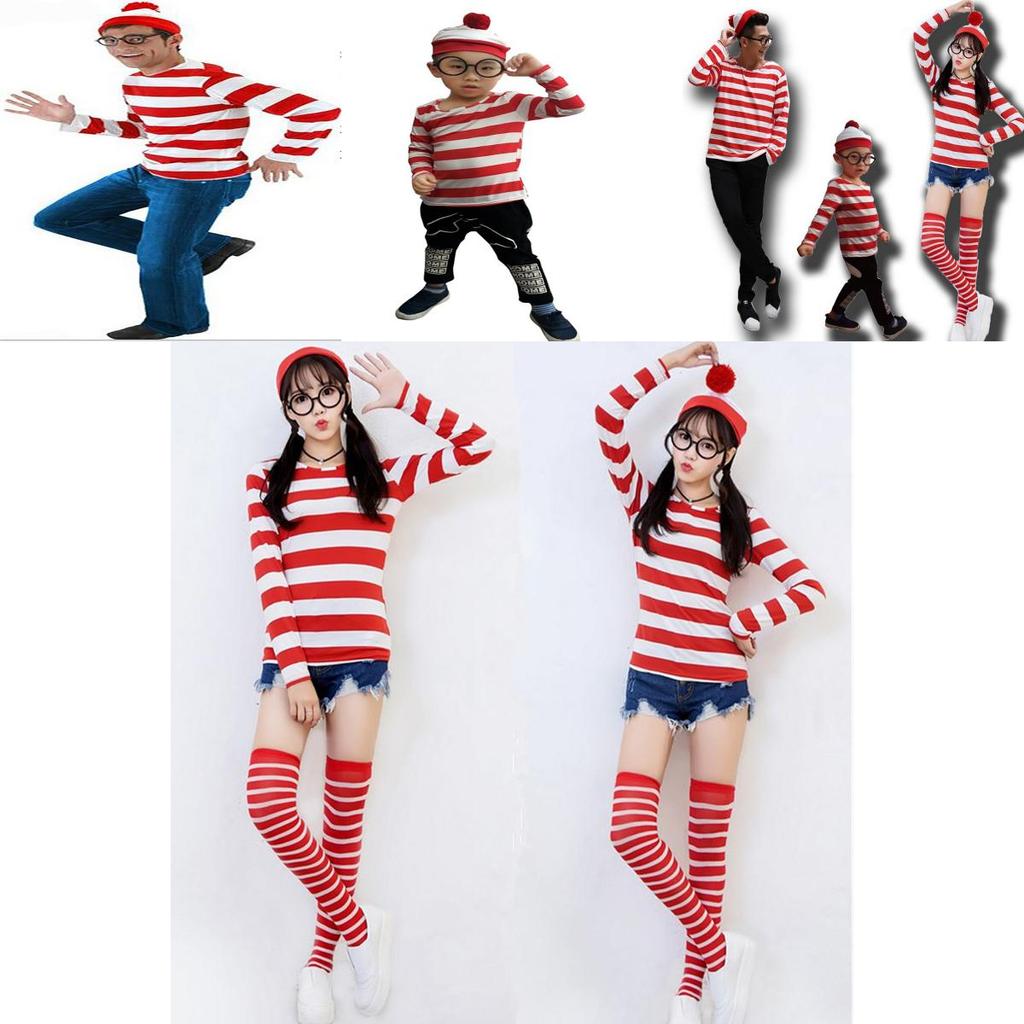 Ladies Adult Us Wheres Wally Wenda Costume Cartoon Waldo Cosplay Dress Fancy