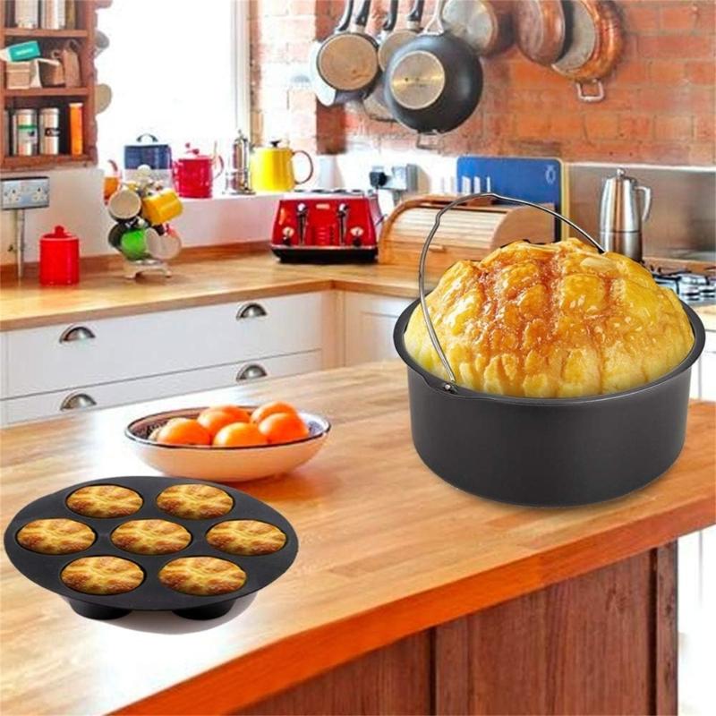 Air Fryers Accessories Skewer Rack Metal Holder Silicone Mat Cake Barrels Pizza Pans Air Fryers Baking Supply for Air Fryers