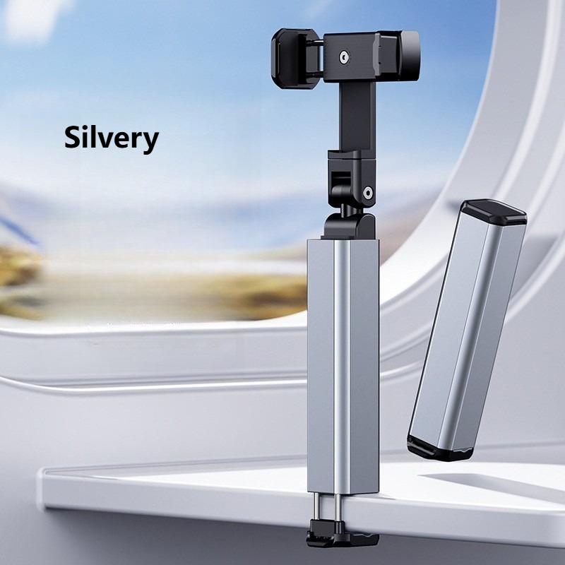 

Portable Phone Stand Holder with 360° Rotation&Telescopic Folding Clip Desktop Travel Mount for Home Airplane Rail Train Selfie серебряный