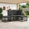 Outdoor Sofa Set Black Polyester