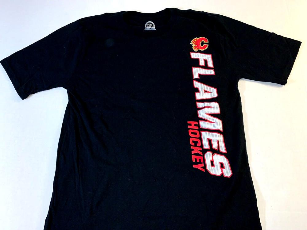 Черная футболка хоккейной команды НХЛ Calgary Flames Новая! Унисекс футболка для мальчиков XL 18 L