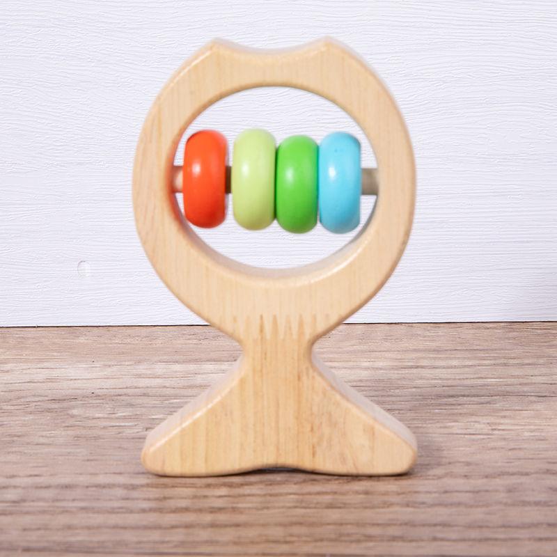 Montessori Baby's Rattle Molar Biteable Comfort Toy Wooden Newborn0-1Year-Old Baby Grip