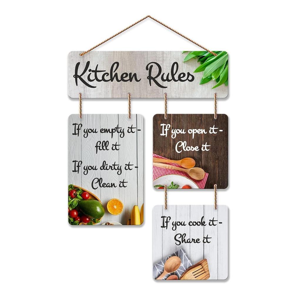 Decorative Wall Art MDF Wooden Wall Hanging for Living Room | Bedroom | Home Decor | Office | Gift | Kitchen Rules Quotes Items for House Decoration