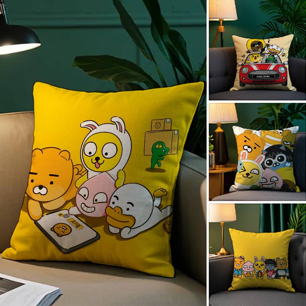Cartoon Funny Fun Cute KAKAO Pillow Case Silky elegant Comfort Sofa Bed  Invisible zipper Beach pillowcase