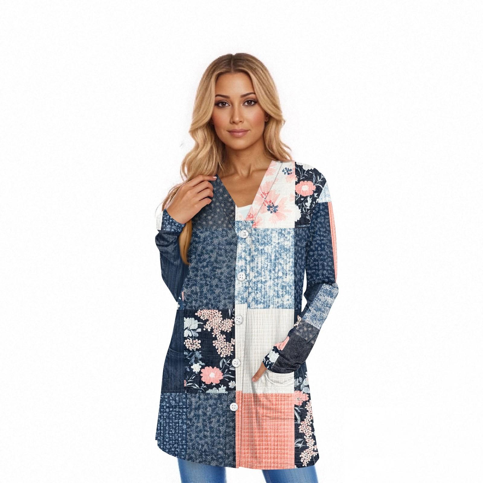 

Women s Long Sleeve Cardigan Casual Jacket With Pockets Top XXL