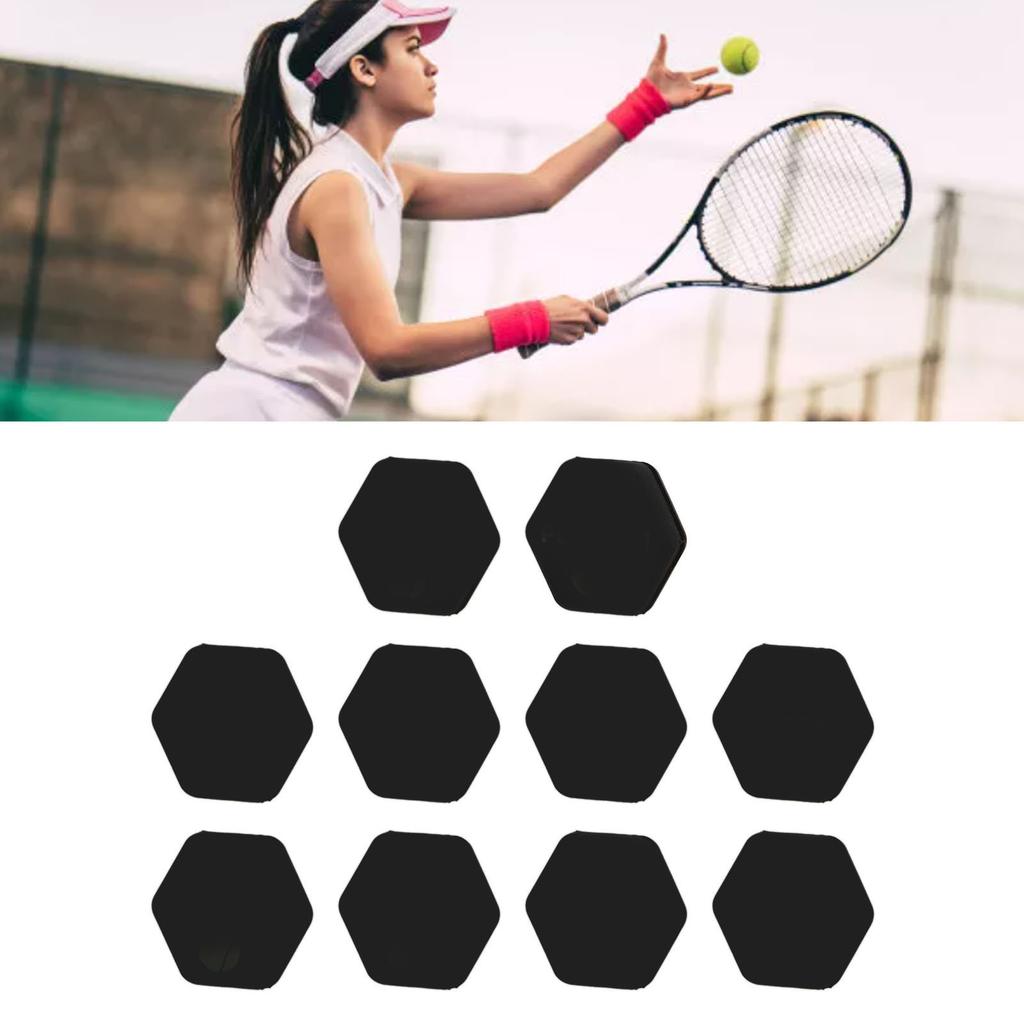 10pcs Tennis Racket Vibration Dampeners Soft Silicon Racket Shock Absorbers for Women Men Gift Black