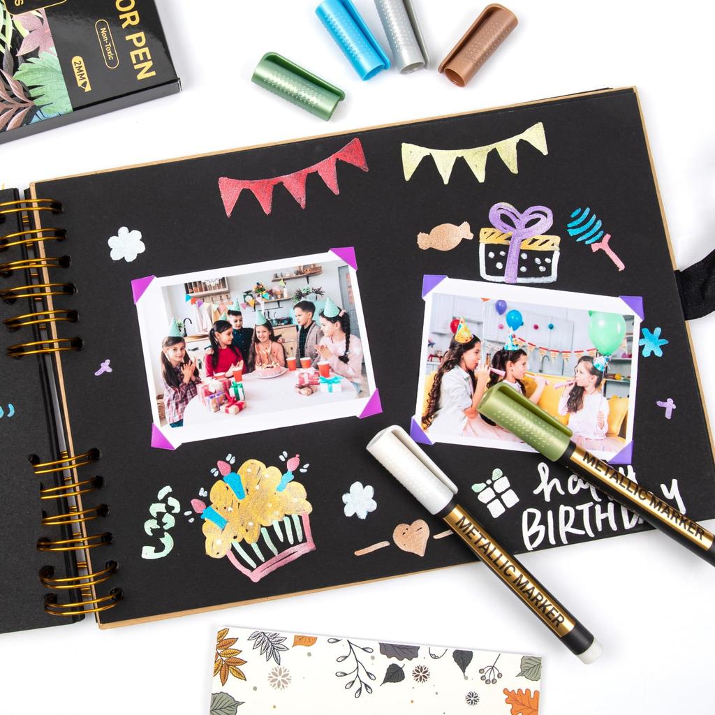 AKARUED Metallic Marker Perfect for DIY Surprise Writing Coloring Sign Diary Gift New and Perfect for Pens, Water-Based, 10-Color Set, Boxes,