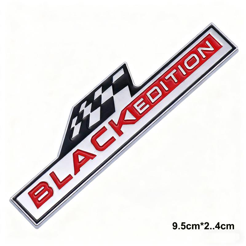 Car Black Edition 3D Emblem Sticker - Racing Checkered Flag Style Self-Adhesive Auto Body Decal Badge