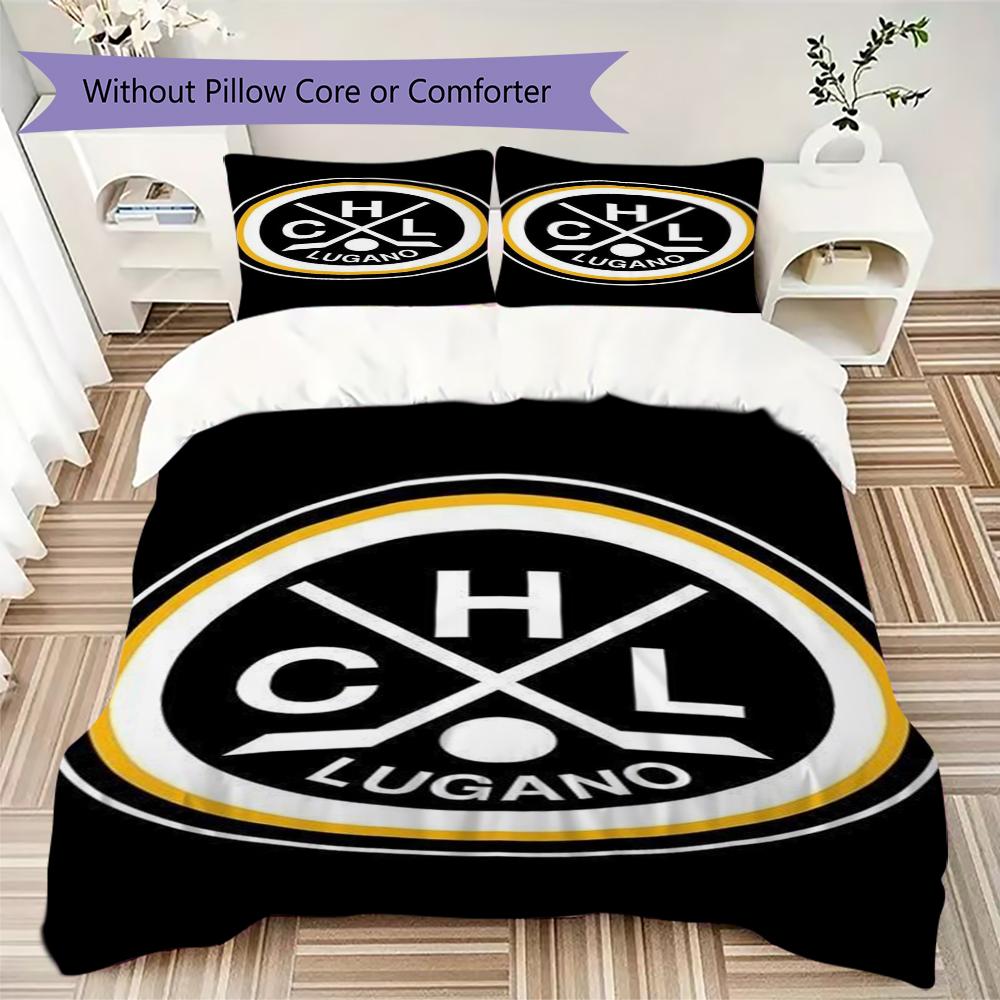 Biancheria da letto con motivo Hockey Club Lugano, Set piumone Copripiumino Federa Regalo di compleanno per la casa(1 * copripiumino + 2 * federa, senza nucleo)_lx