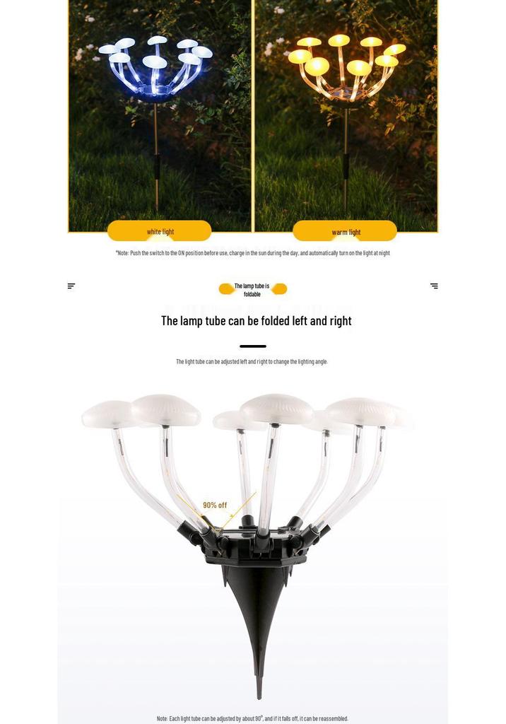 Outdoor Solar Mushroom Lamp for Garden, Balcony, or Lawn Decoration