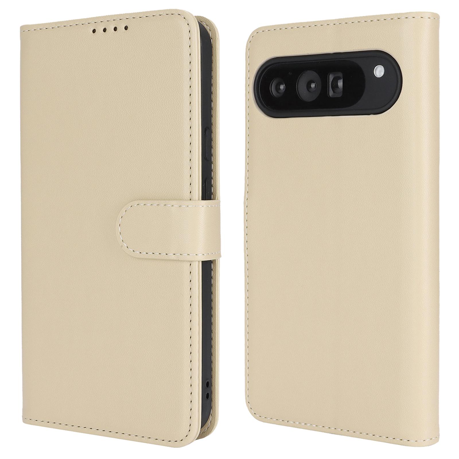 

For Google Pixel 9 Pro XL Stand Case Shockproof Leather Wallet Phone Cover Beige