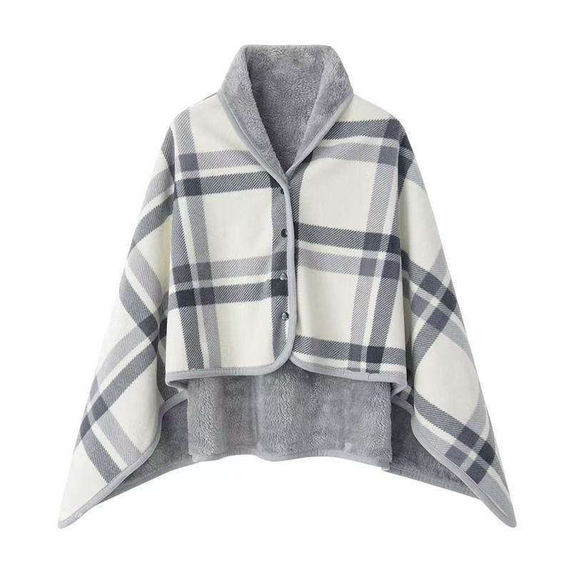 Wearable Plaid Fleece Blanket With Button Winte Warm Nap Blanket Throws On Sofa Bed Travel Thicken Bedroom Office Scarf Blanket
