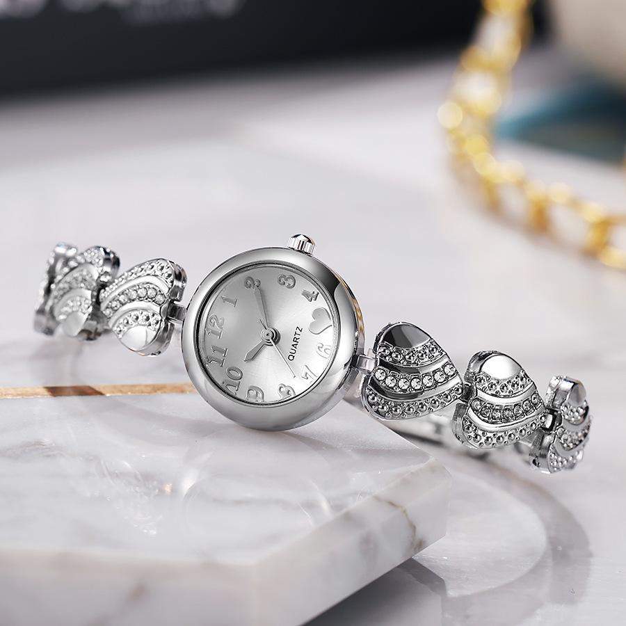Women'S Peach Heart Bracelet Watch Quartz Watch Women'S Small Diamond-Encrusted Watch Bracelet