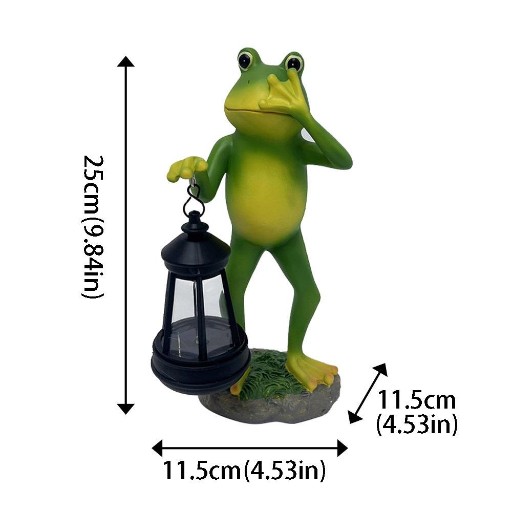 Solar Powered Solar Frog Lantern LED Light Animal Figurine Solar Garden Statue Waterproof Resin Pathway Decor
