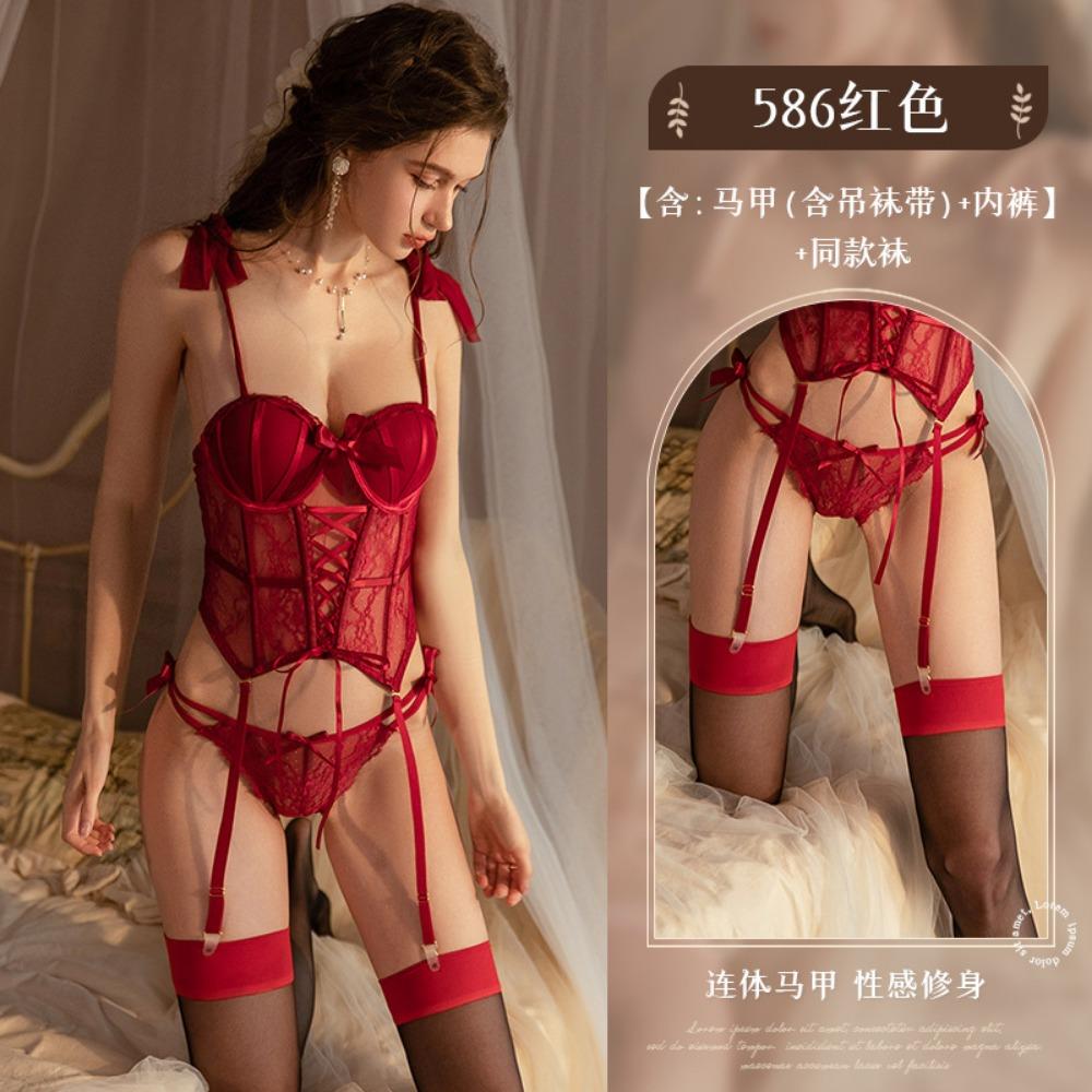 Xianyi Erotic Underwear Steel Tray Vest Uniform Temptation Nightclub Clothes Pure Desire Private Lace Free-to-take Set 586