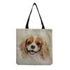 Damen Vintage Leinen-Tragetasche - Große Kapazität Hundeprint Schulter-Handtasche für Freizeit & Lebensmitteleinkauf KTB