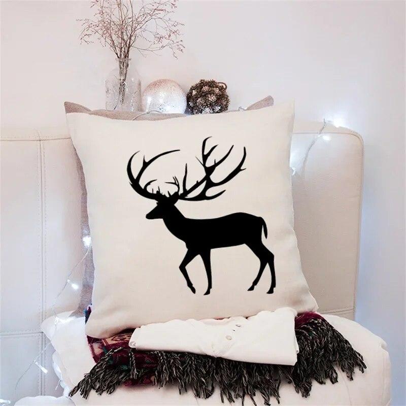 45x45cm Creative Geometric Elk Pillowcase Living Room Sofa Office Seat Car Cushion Cover  Ornament Home Decoration