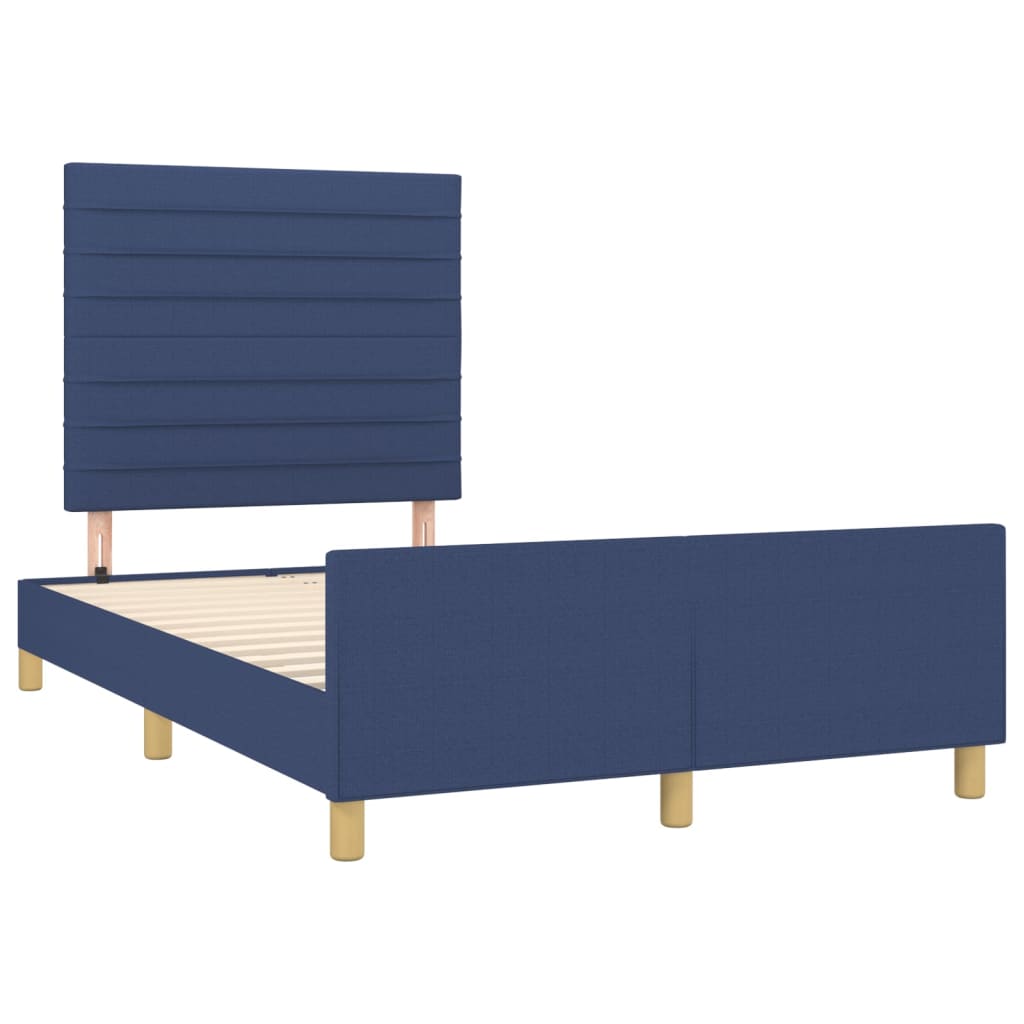 Bed Frame without Mattress Blue 120 x 190 cm Fabric