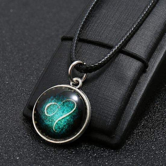 Horoscope Pendant Necklace with Extended Chain Dress Up Hypoallergenic Luminous 12 Constellation Necklace Fashion Jewelry