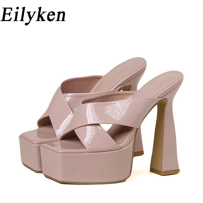 Eilyken Plus Size 35-42 Summer Platform Women Slippers High Heels Ladies Elegant Female Sandals Slides Shoes