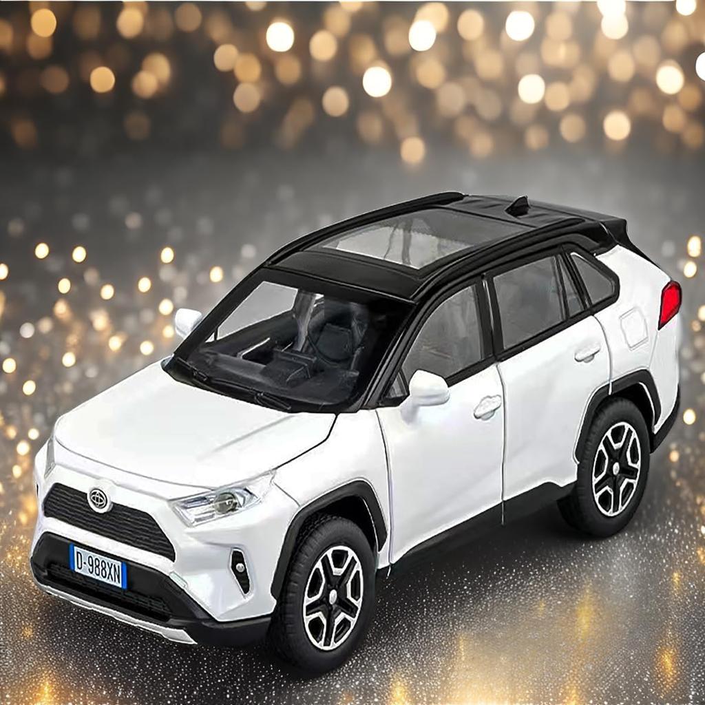Model de mașină Toyota RAV4 1/32, mașină de jucărie din aliaj, model de colecție, cu lumină și sunet, mașină de jucărie pentru băieți, copii mici, mașină cadou