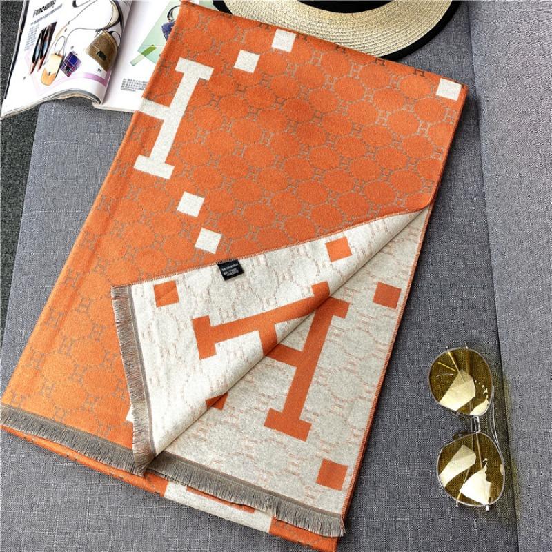 Autumn and winter new blue imitation cashmere scarf women, winter letter women's shawl thick warm one